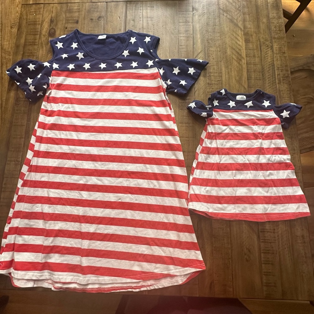 Mom and Me America patriotic cold shoulder dress set